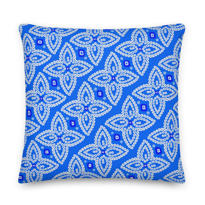 Bandhani Blue and Red Pillow